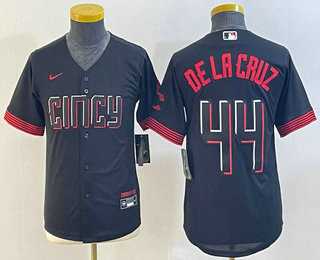 Youth Cincinnati Reds #44 Elly De La Cruz Black 2023 City Connect Cool Base Stitched Jerseys